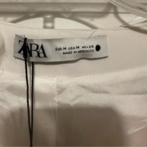 NWT Zara White Mini V-Neck Knotted Dress - Picture 6 of 7